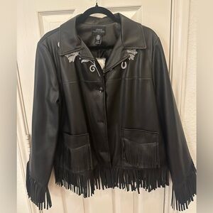 Urban Outfitters Black Faux Jacket with Fringe